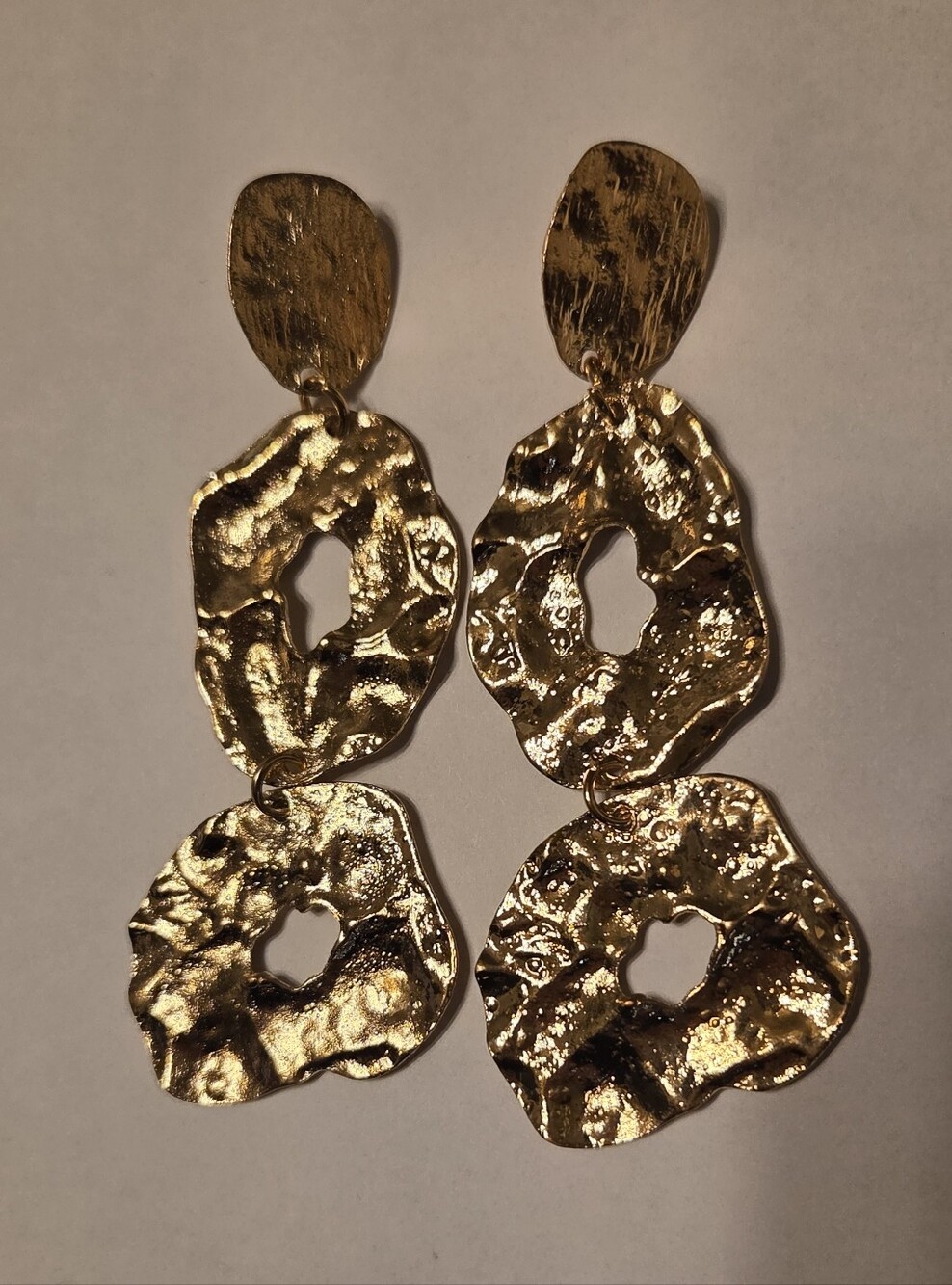 Gold Textured Statement Earrings